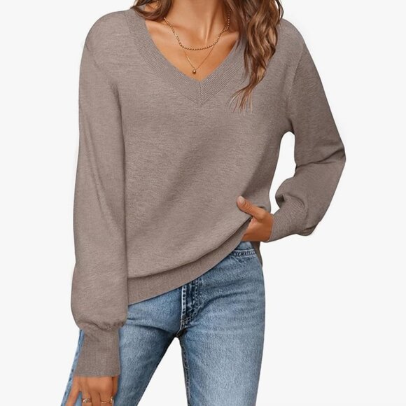 MEROKEETY Women's 2025 Fall Long Sleeve Sweater V Neck, NWOT - Picture 2 of 8